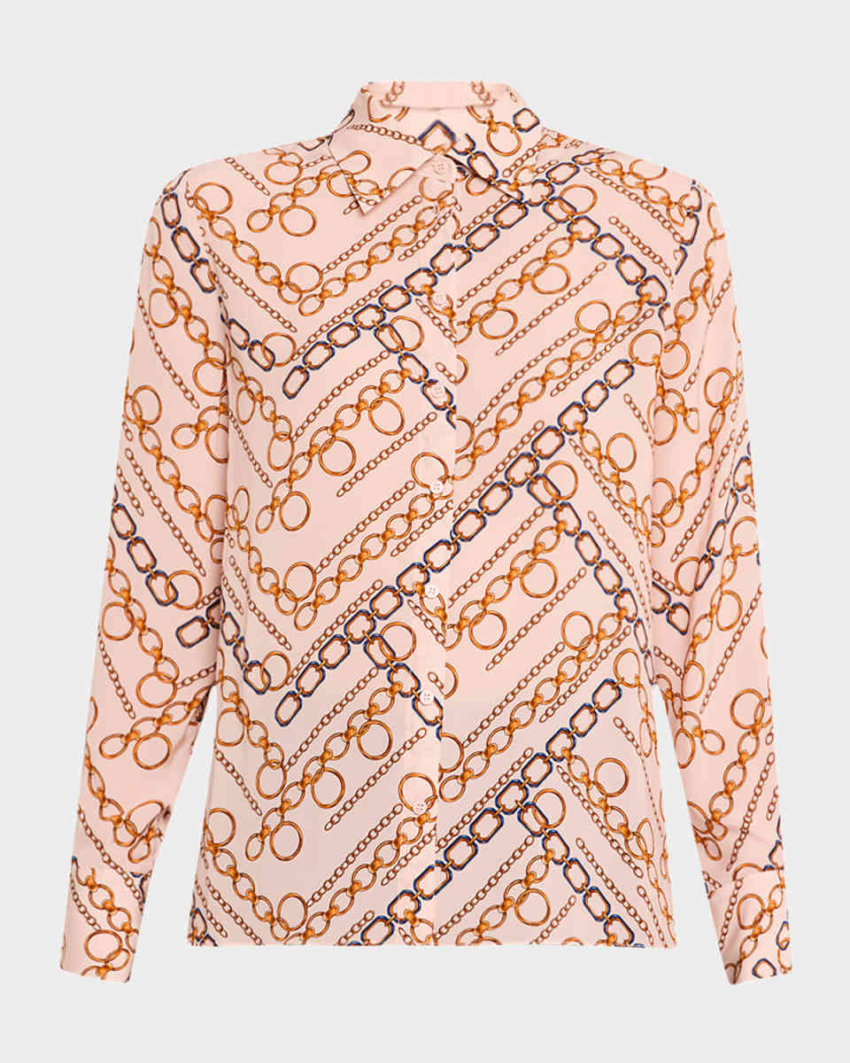 The Haven Chain-Print Stretch Silk Shirt